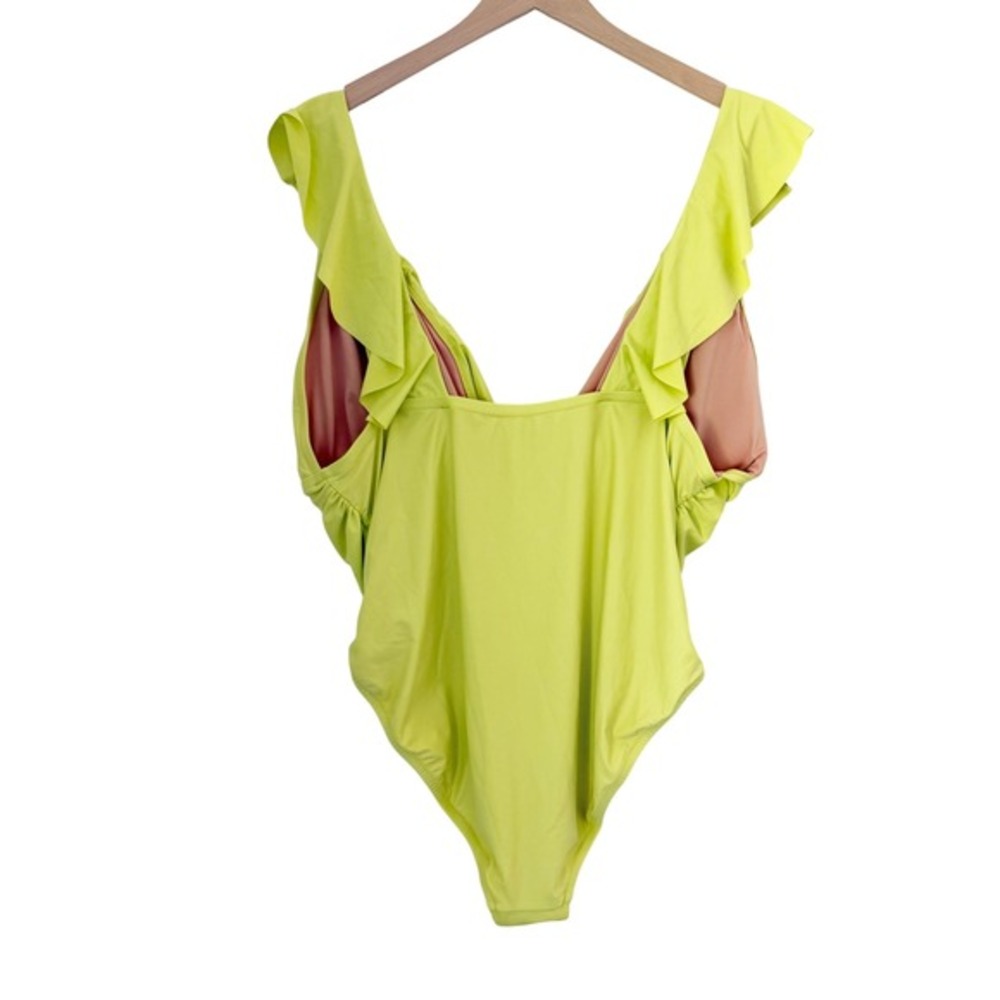 NWT J. Crew Ruched Ruffle One Piece Swimsuit Lemon Sorbet Size 22 - Picture 5 of 9